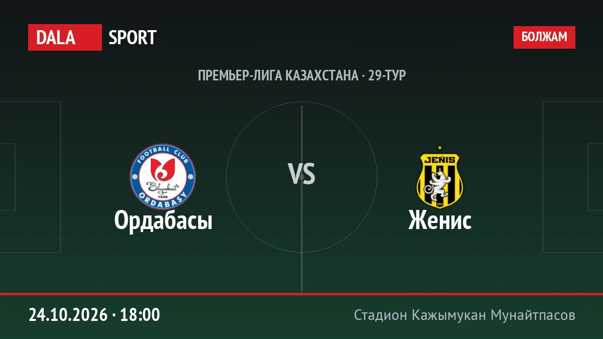 Ордабасы — Женис, Премьер-лига Казахстана