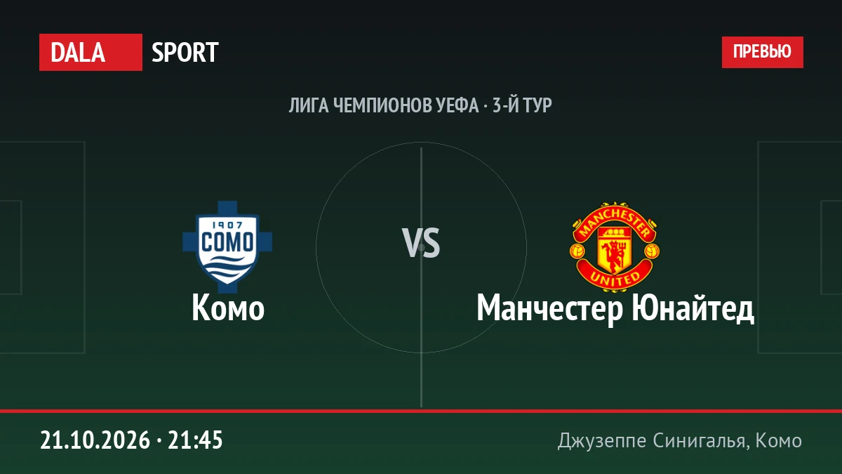 Комо — Манчестер Юнайтед, Лига чемпионов УЕФА
