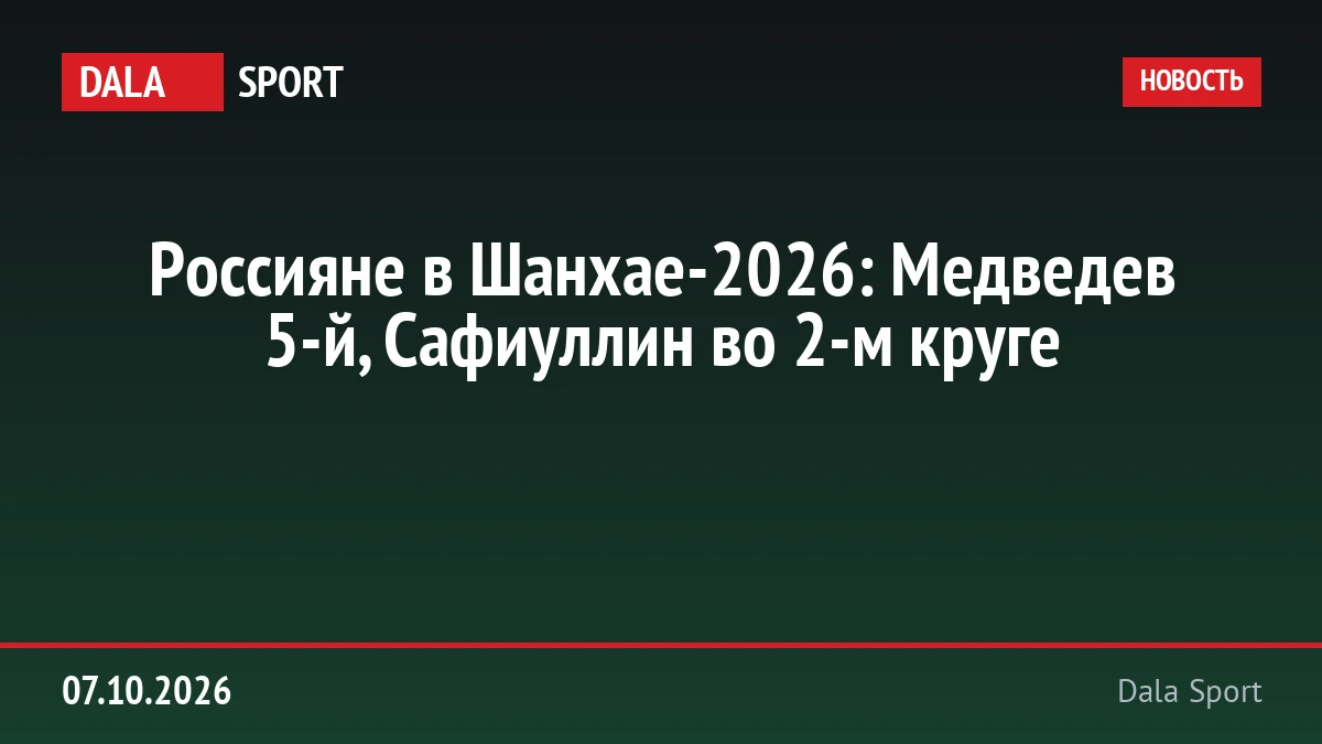 Россияне в Шанхае-2026: Медведев 5-й, Сафиуллин во 2-м круге